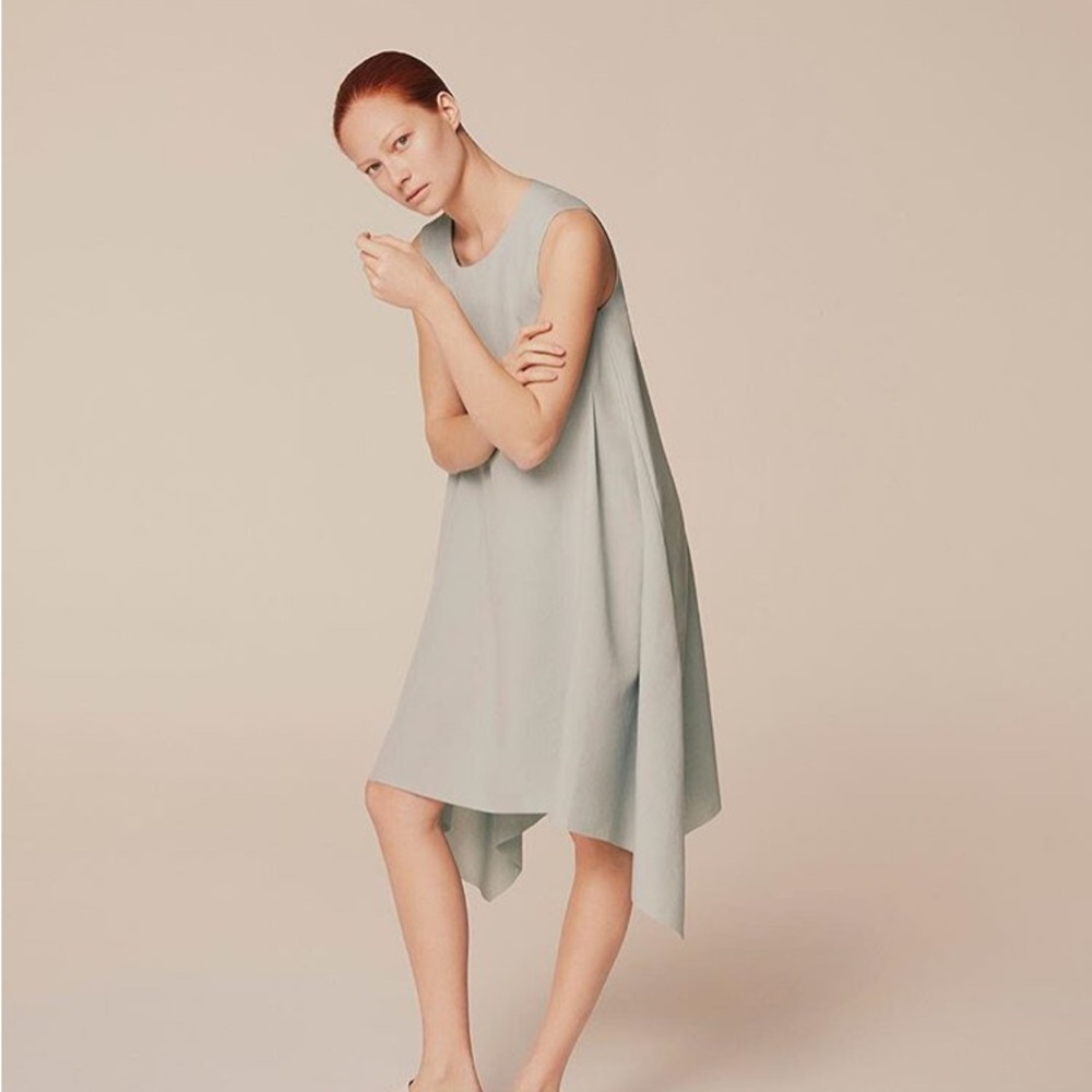 COS Asymmetrical Sleeveless Dress in Soft Blue